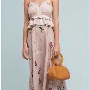 Anthropologie Sahil Kochhar Cottage Core Blush Pink Dress